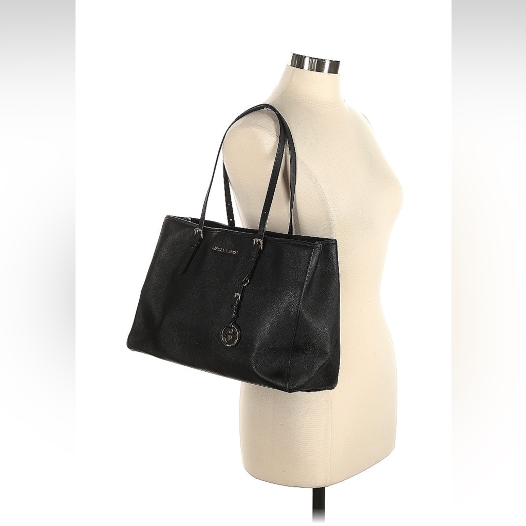 Michael Kors Large Black Shoulder Bag With Gold Accents